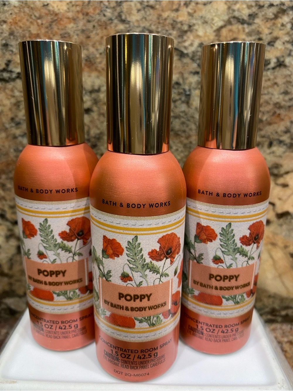 3) “POPPY” Concentrated Room Sprays, ea: 1.5 oz / 42.5 g, Bath & Body Works, NWT